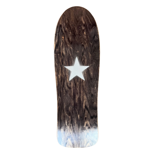 Stardust Metallic Silver Star Old School Shaped Deck 10.0" x 30.8" Charcoal Veneer