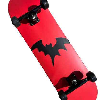Stardust Skate Shop Full Bright Red / Matte Black Bat 041 Pre-Built Complete Skateboard 8.25" x 32.125" (Standard Cut)