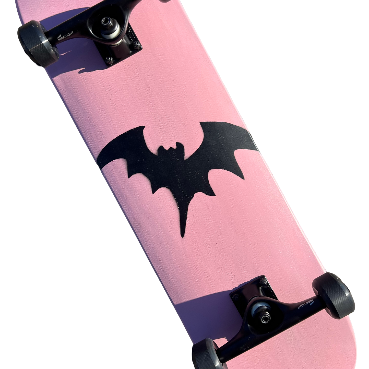 Stardust Skate Shop Soft Pink / Matte Black Bat 041 Pre-Built Complete Entry Level Skateboard 8.25" x 32.25" (Full Cut)