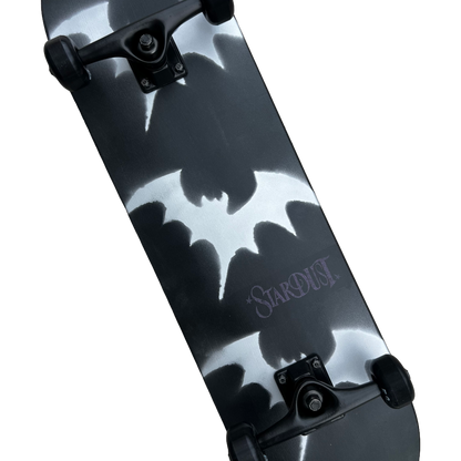 Stardust Skate Shop Tri-Bat Wanderlust Full Size Pre-Built Complete Entry Level Skateboard 8.25" x 32.0" Flat Black / Metallic Silver / Purple Shimmer