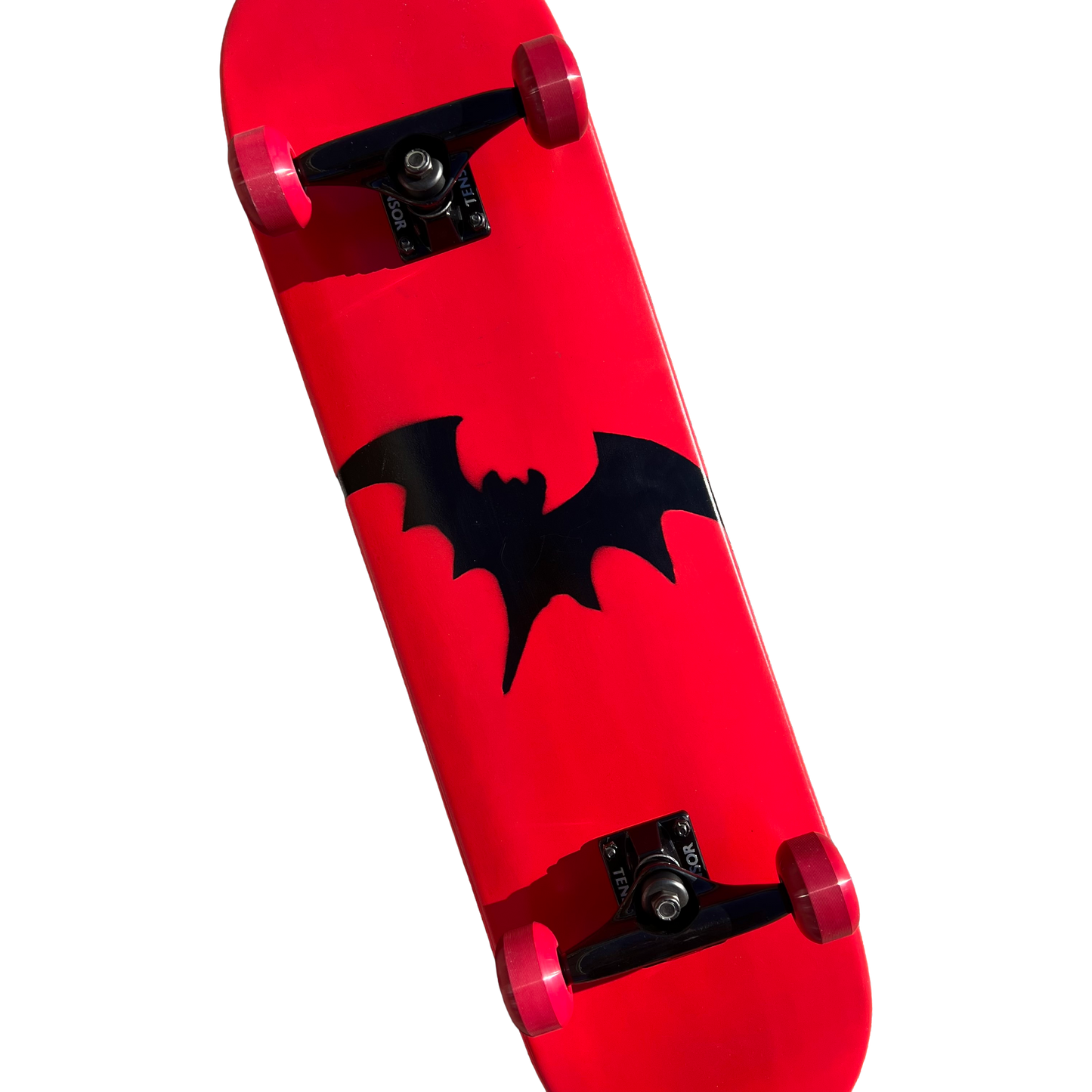 Stardust Skate Shop Bright Red / Matte Black Bat 041 Mid Size Pre-Built Complete Entry Level Skateboard 8.125" x 31.8"