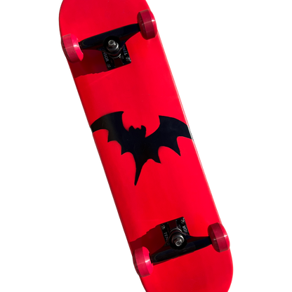 Stardust Skate Shop Bright Red / Matte Black Bat 041 Mid Size Pre-Built Complete Entry Level Skateboard 8.125" x 31.8"