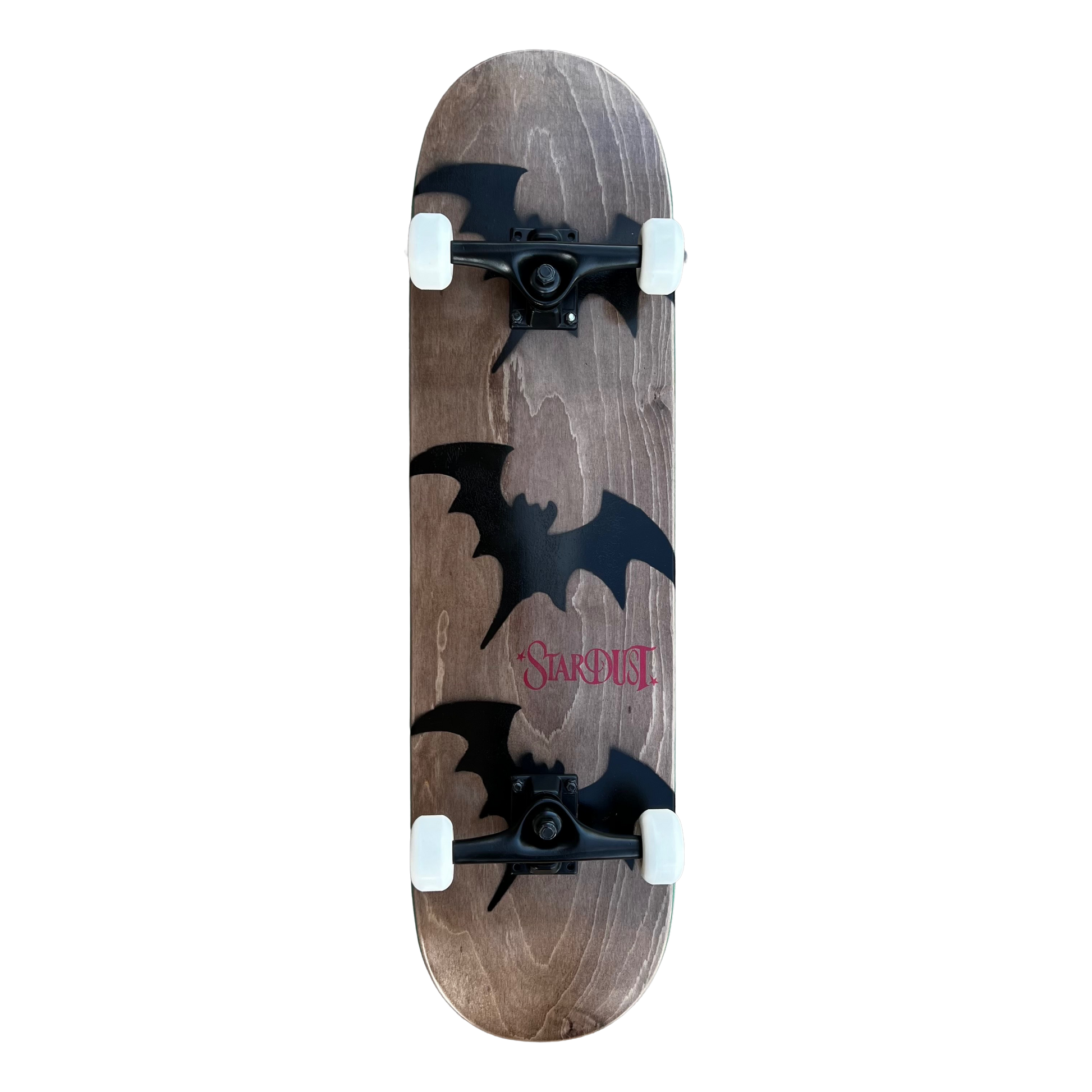 Stardust Skate Shop Tri-Bat Wanderlust Full Size Pre-Built Complete Entry Level Skateboard 8.38" x 31.8" Brown Veneer / Satin Black / Bright Red