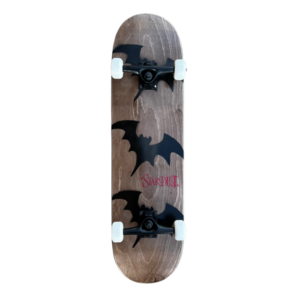 Stardust Skate Shop Tri-Bat Wanderlust Full Size Pre-Built Complete Entry Level Skateboard 8.38" x 31.8" Brown Veneer / Satin Black / Bright Red
