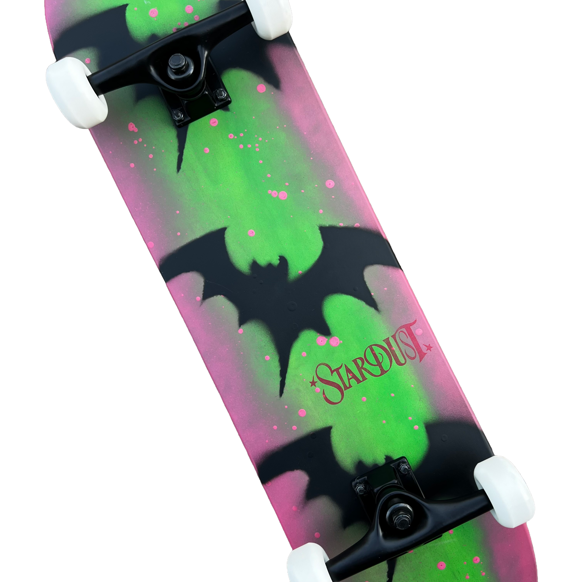 Stardust Skate Shop Tri-Bat Wanderlust Mid Size Pre-Built Complete Entry Level Skateboard 7.75" x 31.25" Watermelon Smash / Flat Black / Bright Red