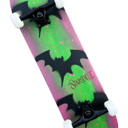Stardust Skate Shop Tri-Bat Wanderlust Mid Size Pre-Built Complete Entry Level Skateboard 7.75" x 31.25" Watermelon Smash / Flat Black / Bright Red