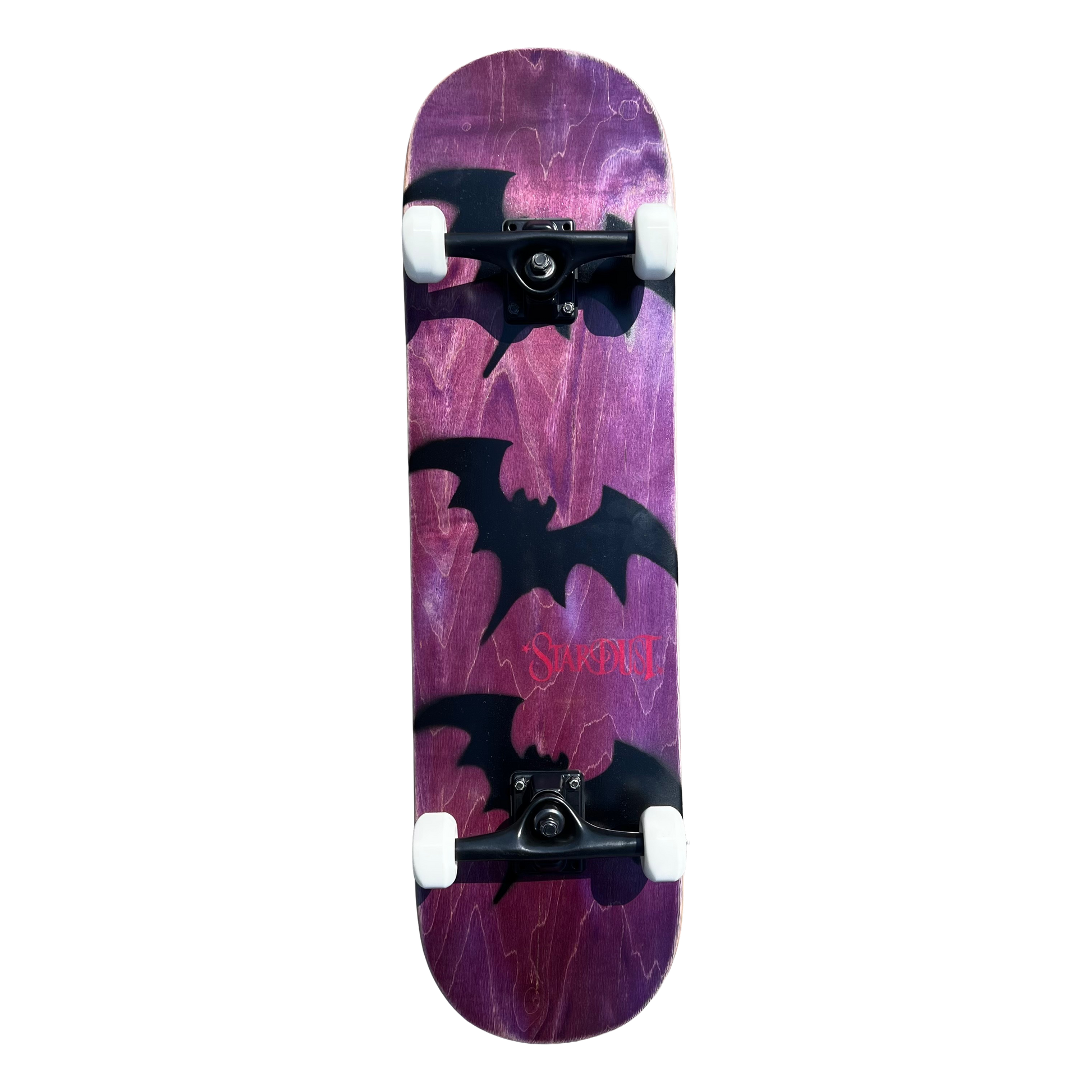 Stardust Skate Shop Tri-Bat Wanderlust Full Size Pre-Built Entry Level Complete Skateboard 8.375" x 32.375" (Full Cut) Purple Veneer / Flat Black / Bright Red