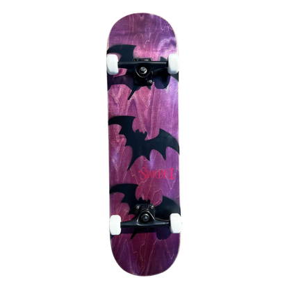 Stardust Skate Shop Tri-Bat Wanderlust Full Size Pre-Built Entry Level Complete Skateboard 8.375" x 32.375" (Full Cut) Purple Veneer / Flat Black / Bright Red
