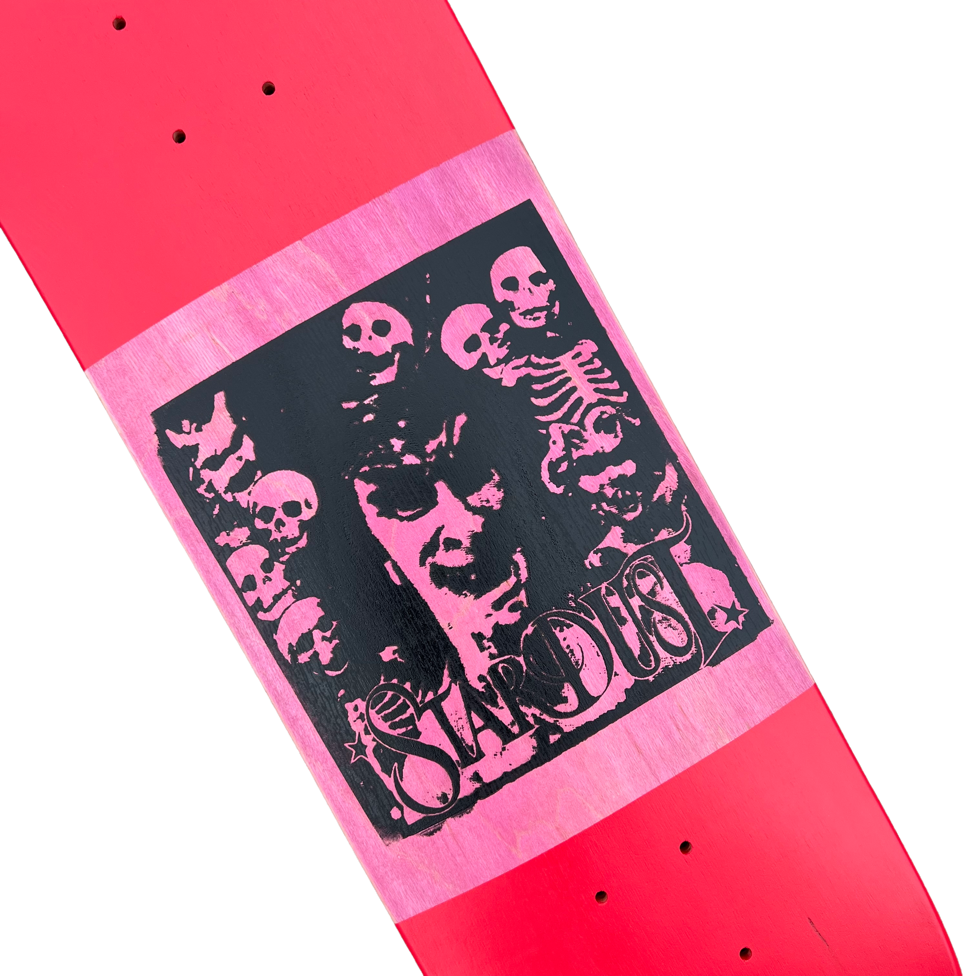 Stardust "Archaic Skulls" Deck 027 8.25" Bright Red / Pink Veneer / Matte Black (Standard Cut)