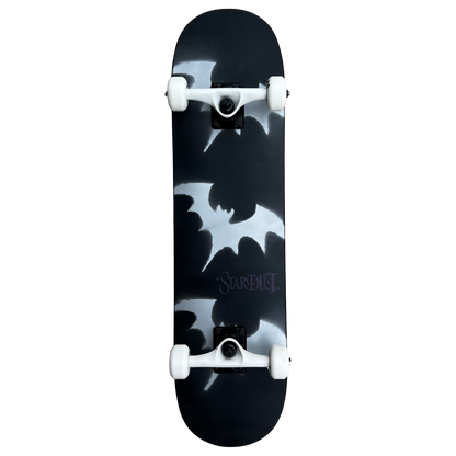 Stardust Skate Shop Tri-Bat Wanderlust Mid Size Pre-Built Complete Entry Level Skateboard 7.75" x 31.25" Flat Black / Metallic Silver / Purple Shimmer