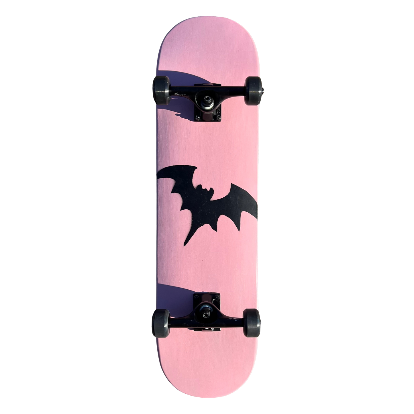 Stardust Skate Shop Soft Pink / Matte Black Bat 041 Pre-Built Complete Entry Level Skateboard 8.25" x 32.25" (Full Cut)