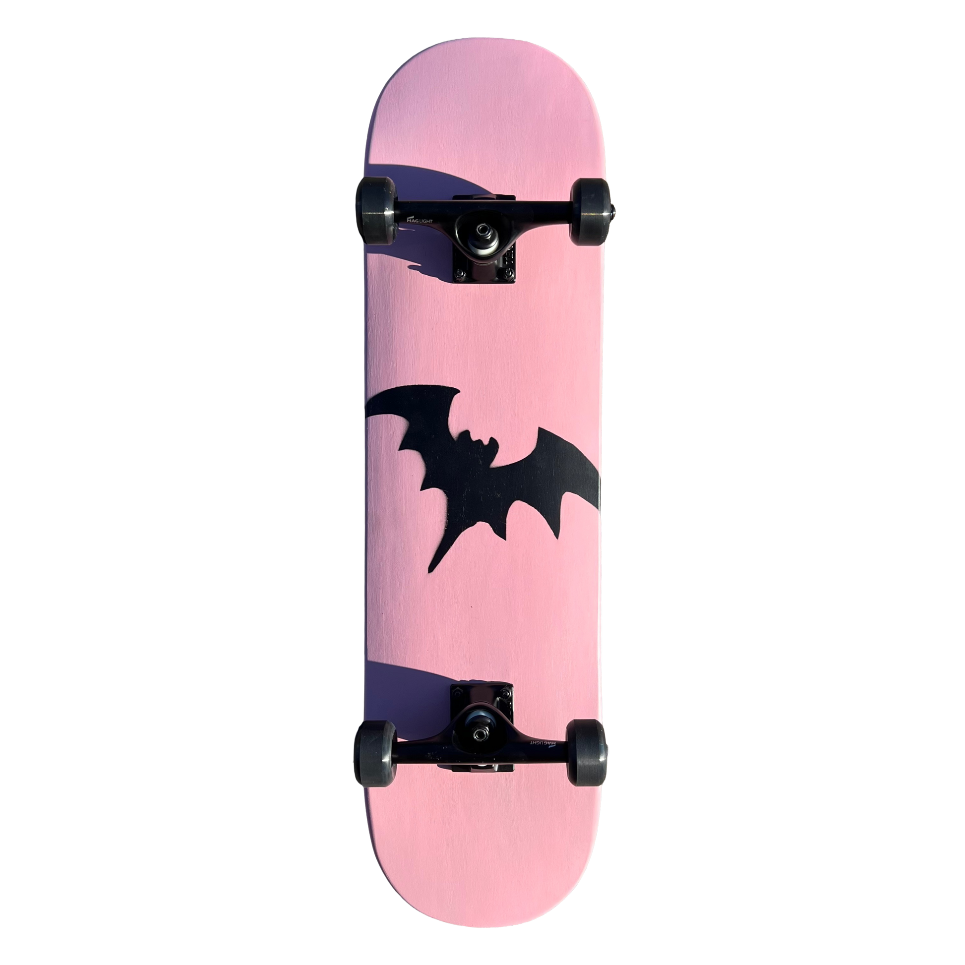 Stardust Skate Shop Soft Pink / Matte Black Bat 041 Pre-Built Complete Entry Level Skateboard 8.25" x 32.25" (Full Cut)
