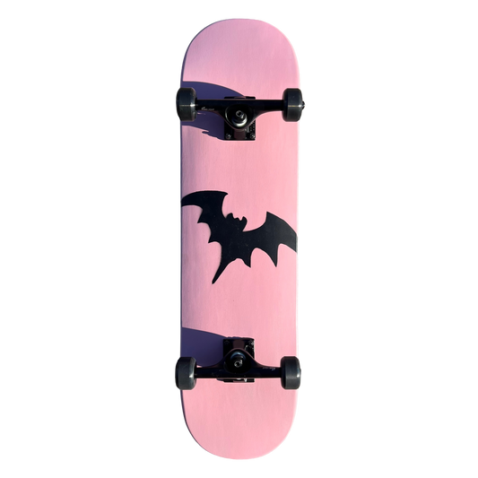 Stardust Skate Shop Soft Pink / Matte Black Bat 041 Pre-Built Complete Entry Level Skateboard 8.25" x 32.25" (Full Cut)