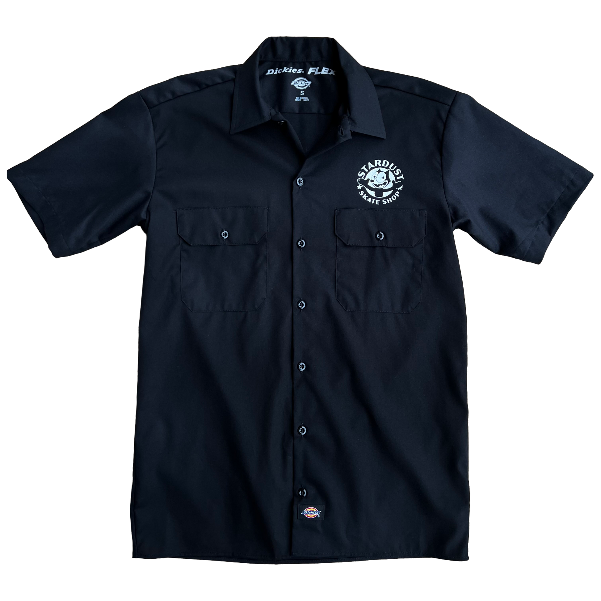 Stardust Skate Shop Felix Dickies Screenprinted Short Sleeve Work Shirt 012 Black / White