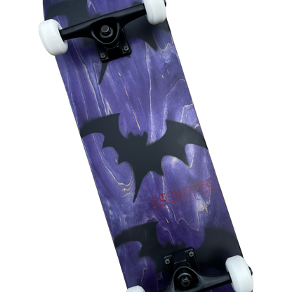 Stardust Skate Shop Tri-Bat Blackletter Full Size Pre-Built Complete Entry Level Skateboard 8.25" x 32.0" Purple Veneer / Flat Black / Bright Red