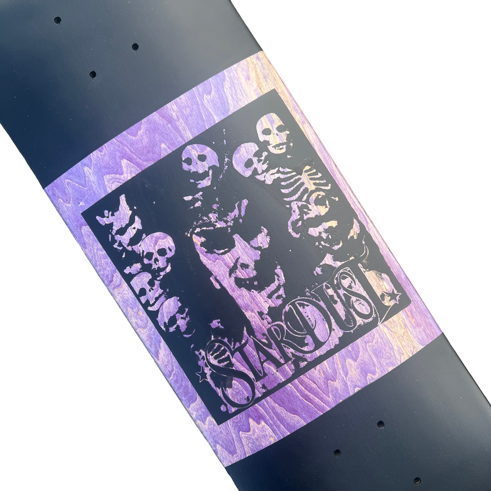 Stardust "Archaic Skulls" Deck 027 8.5" Matte Black / Purple Veneer / Matte Black (Full Cut)