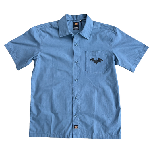 Stardust Bat / Spider Web Dickies Skateboarding Waynesboro Short Sleeve Shirt 041 & 042 Coronet Blue Chambray / Black