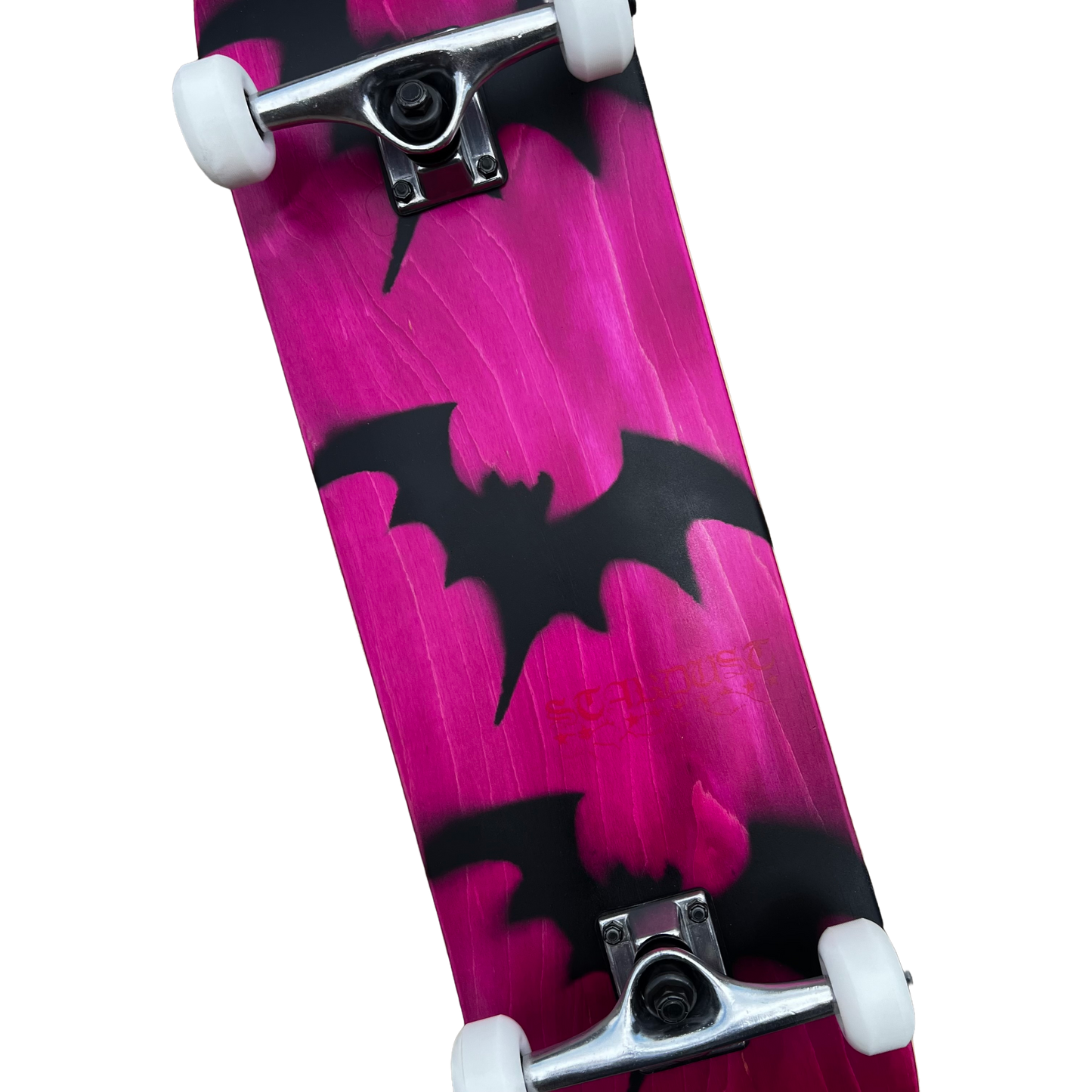 Stardust Skate Shop Tri-Bat Blackletter Full Size Pre-Built Complete Entry Level Skateboard 8.25" x 32.0" Pink Veneer / Flat Black / Bright Red