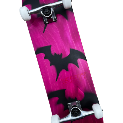 Stardust Skate Shop Tri-Bat Blackletter Full Size Pre-Built Complete Entry Level Skateboard 8.25" x 32.0" Pink Veneer / Flat Black / Bright Red