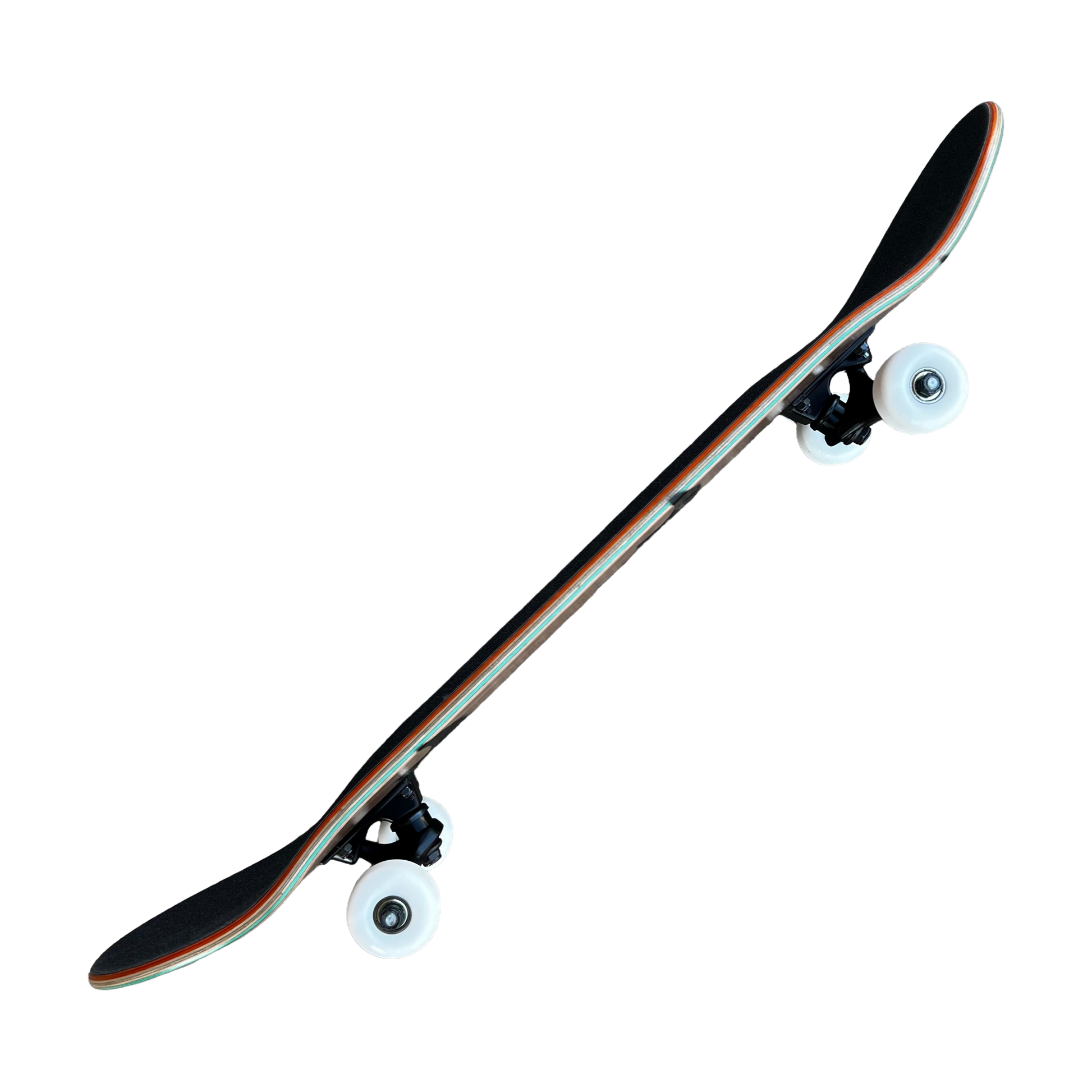 Stardust Skate Shop Tri-Bat Wanderlust Full Size Pre-Built Complete Entry Level Skateboard 8.38" x 31.8" Brown Veneer / Satin Black / Bright Red