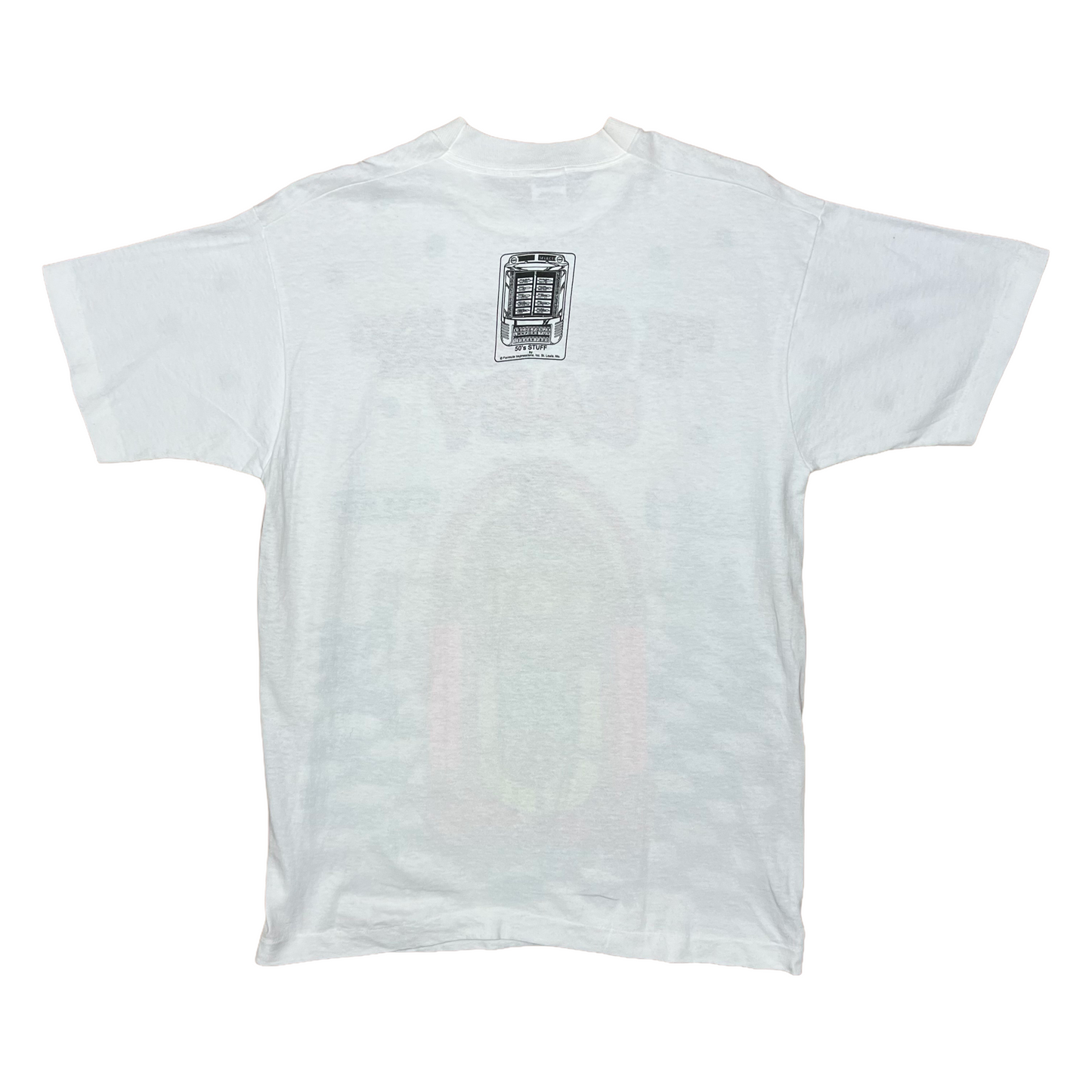 Vintage 1990s AOP "50's Stuff" Jukebox Tee - Medium - White