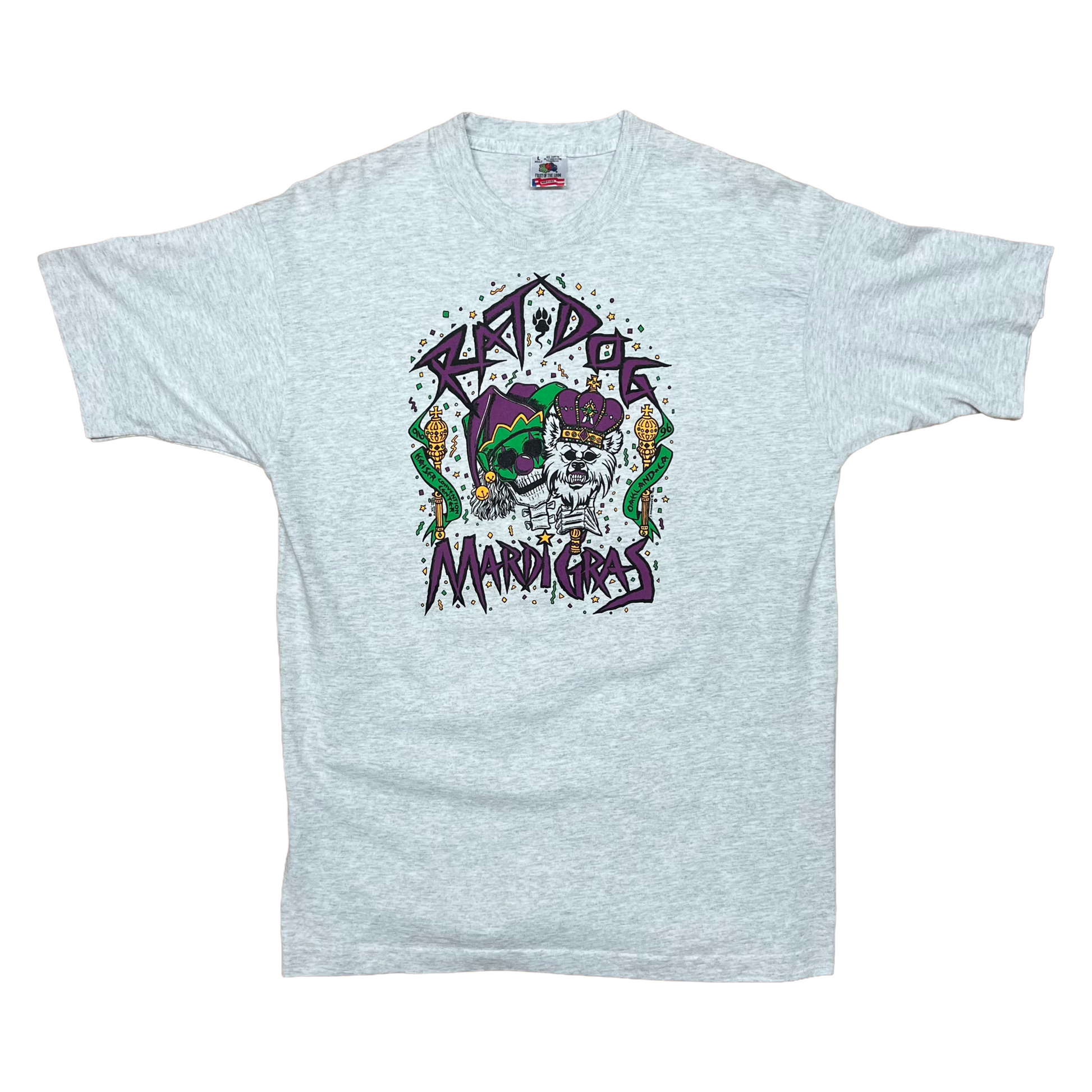 Vintage 1996 Rat Dog Mardi Gras Oakland, CA Tee - Medium - Heather Grey