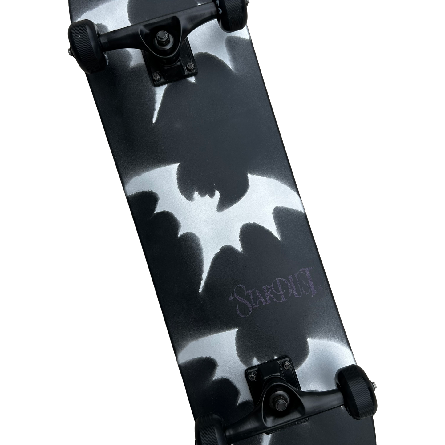 Stardust Skate Shop Tri-Bat Wanderlust Full Size Pre-Built Complete Entry Level Skateboard 8.0" x 31.75" Flat Black / Metallic Silver / Purple Shimmer