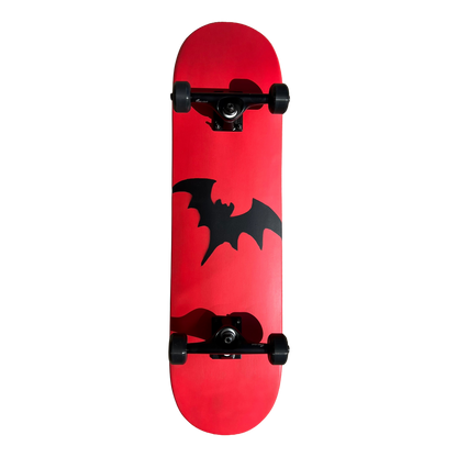 Stardust Skate Shop Full Bright Red / Matte Black Bat 041 Pre-Built Complete Skateboard 8.25" x 32.125" (Standard Cut)