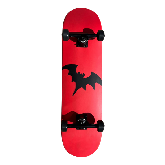 Stardust Skate Shop Full Bright Red / Matte Black Bat 041 Pre-Built Complete Skateboard 8.25" x 32.125" (Standard Cut)