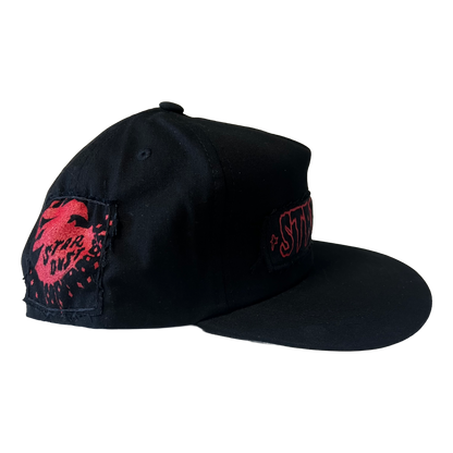 Stardust Patch Mash Ups Snapback Hat Cramps Text 044 & Devil Man 018 Black / Bright Red