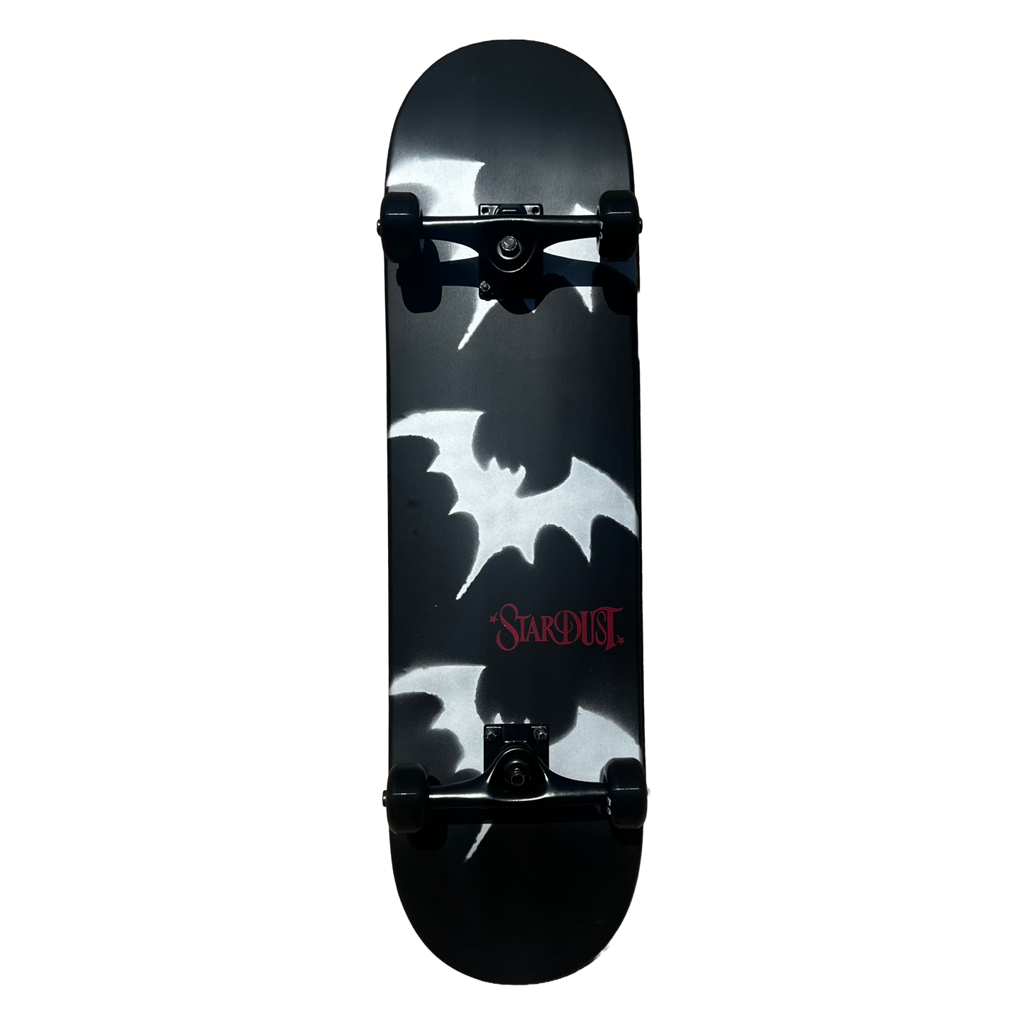 Stardust Skate Shop Tri-Bat Wanderlust Full Size Pre-Built Complete Entry Level Skateboard 8.25" x 32.0" Flat Black / Metallic Silver / Bright Red