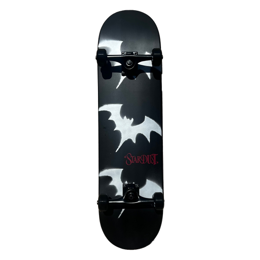Stardust Skate Shop Tri-Bat Wanderlust Full Size Pre-Built Complete Entry Level Skateboard 8.25" x 32.0" Flat Black / Metallic Silver / Bright Red