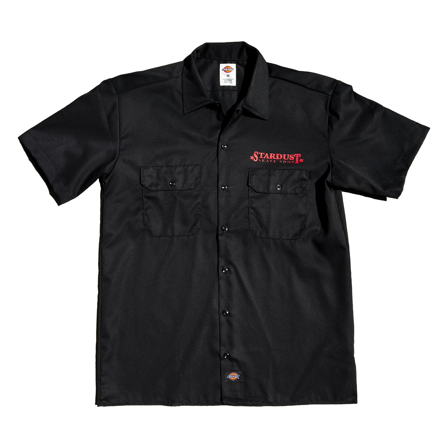 Stardust Skate Shop "Ballerina" Dickies Screenprinted Short Sleeve Work Shirt 034 Black / Bright Red / White