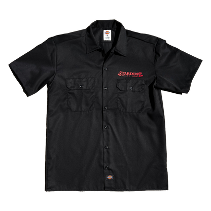 Stardust Skate Shop "Ballerina" Dickies Screenprinted Short Sleeve Work Shirt 034 Black / Bright Red / White