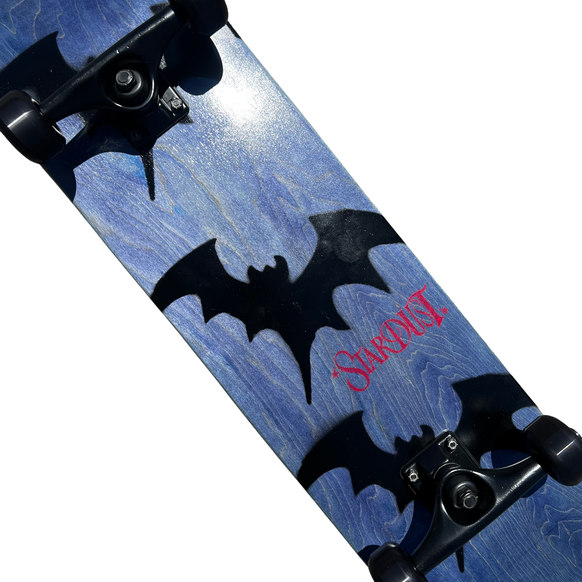 Stardust Skate Shop Tri-Bat Wanderlust Mid Size Pre-Built Complete Entry Level Skateboard 7.75" x 31.5" Blue Veneer / Satin Black / Bright Red