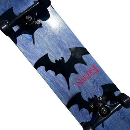 Stardust Skate Shop Tri-Bat Wanderlust Mid Size Pre-Built Complete Entry Level Skateboard 7.75" x 31.5" Blue Veneer / Satin Black / Bright Red