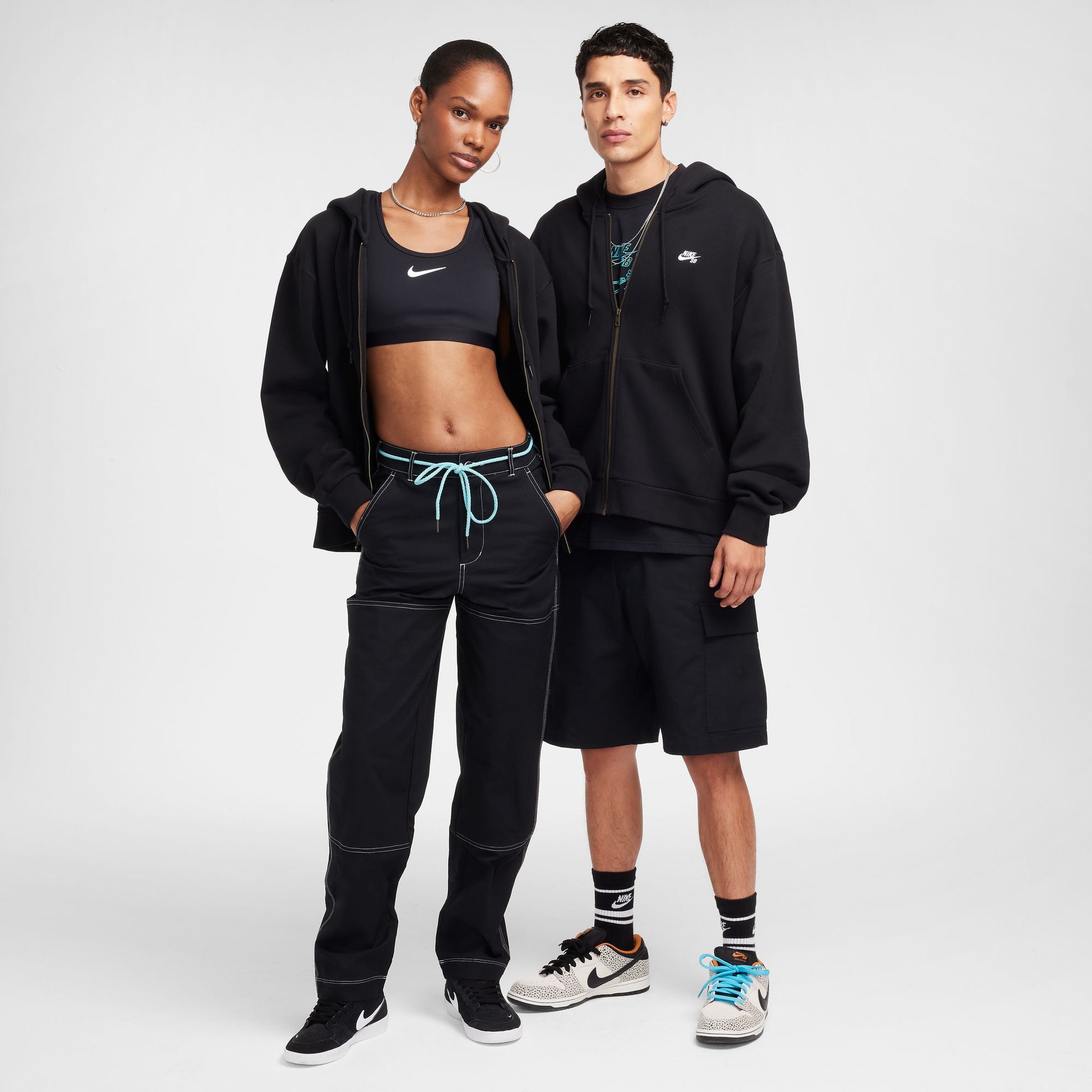 Nike SB Full Zip Fleece Skate Hoody Black / White FZ8796-010