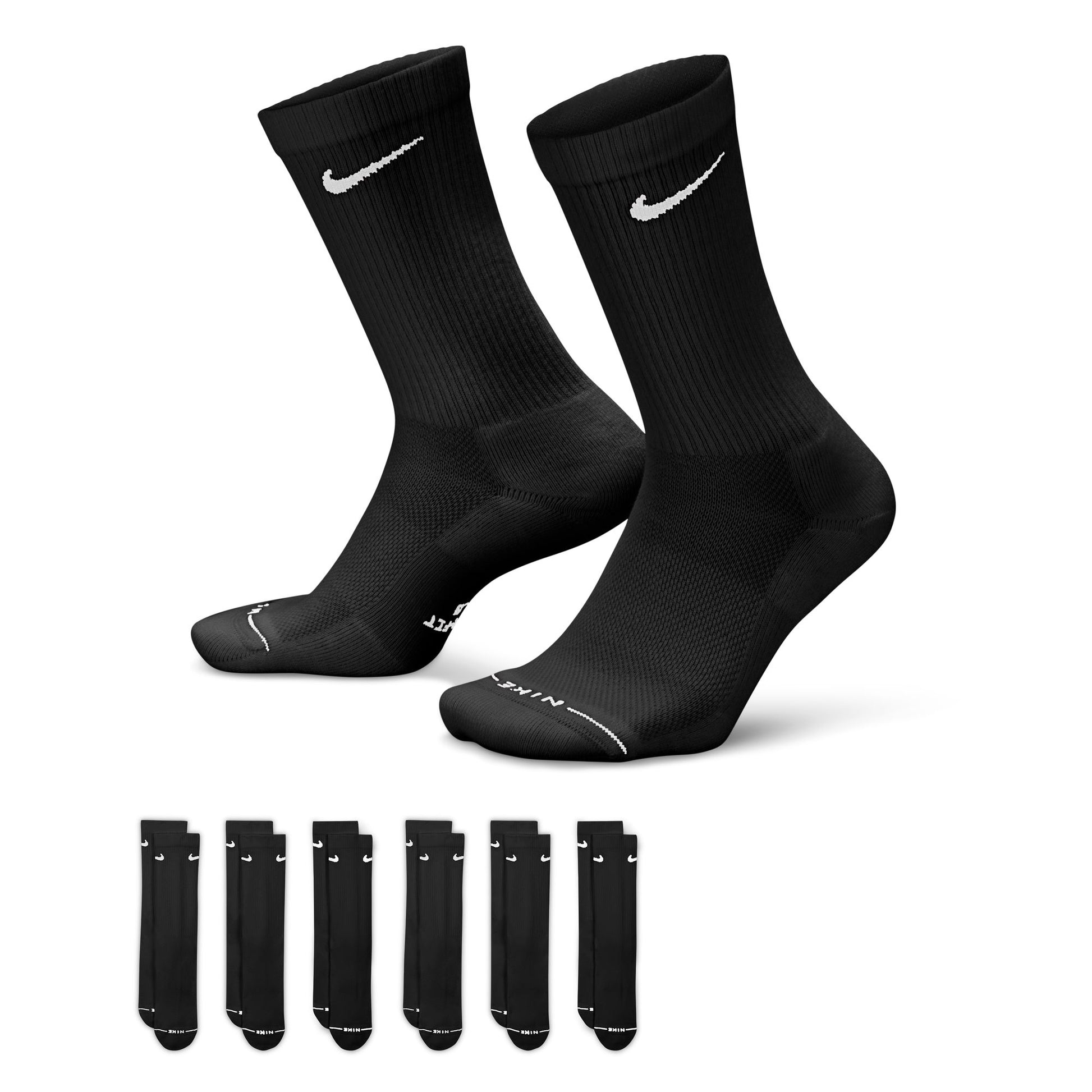 Nike Everyday Elevated Crew Socks 6 - Pack Black / White HQ8021-902