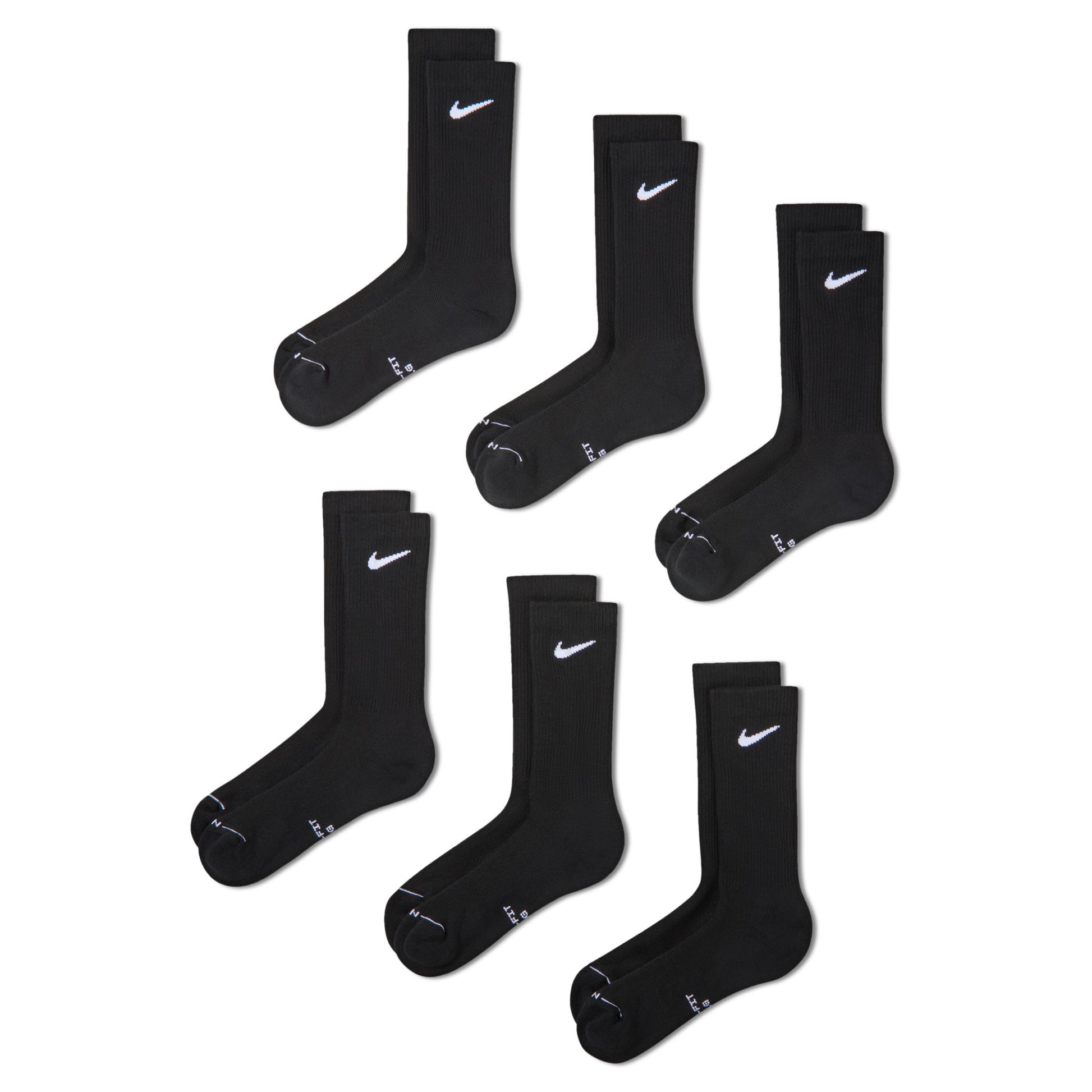Nike Everyday Elevated Crew Socks 6 - Pack Black / White HQ8021-902