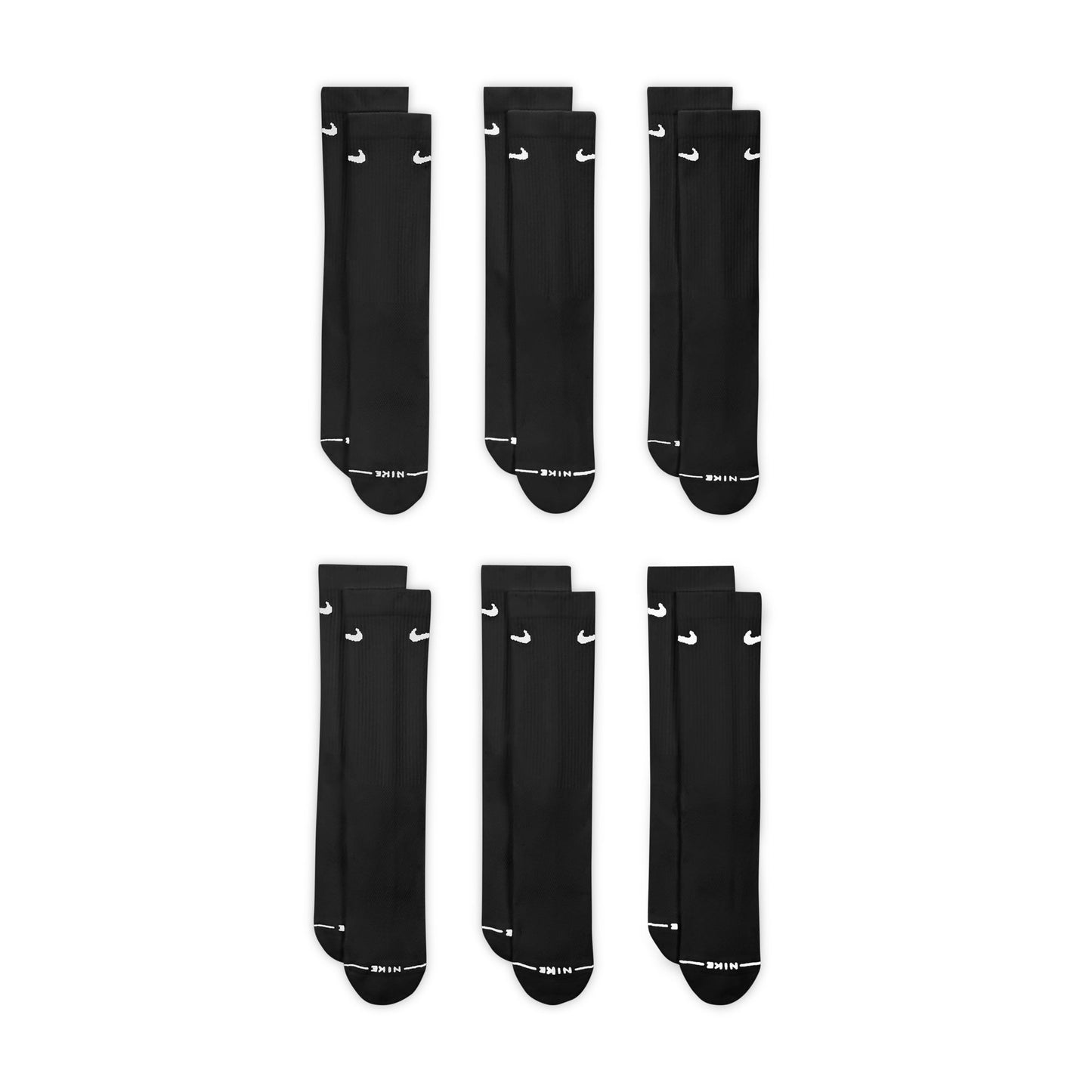 Nike Everyday Elevated Crew Socks 6 - Pack Black / White HQ8021-902