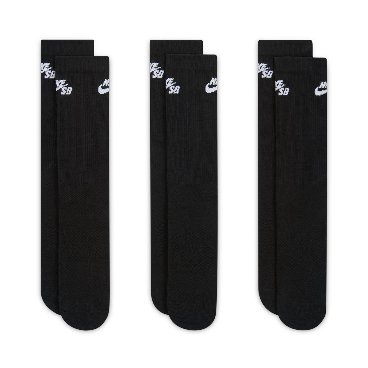 Nike SB Everyday Elevated Crew Socks 3 - Pack Black / White IR1328-900