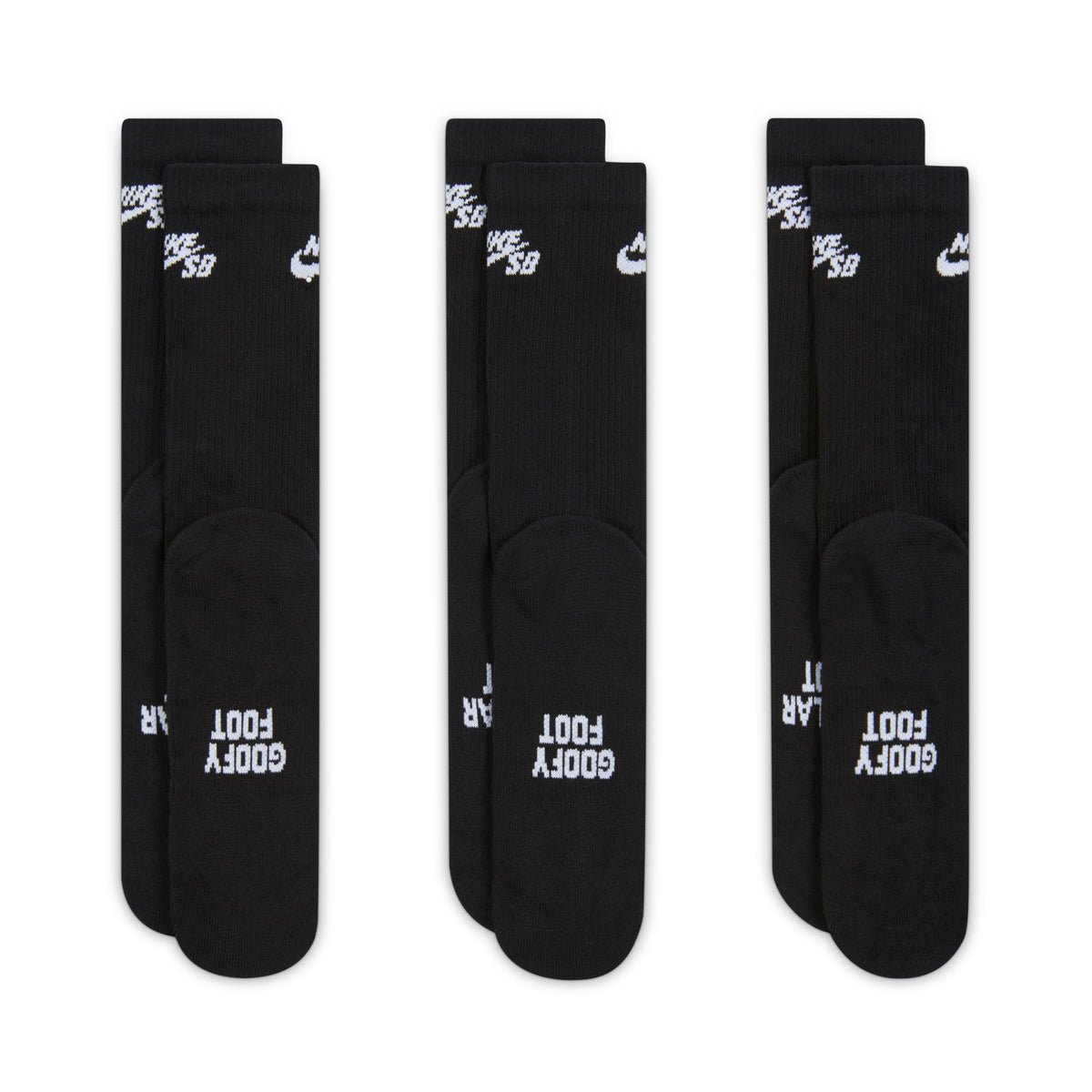 Nike SB Everyday Elevated Crew Socks 3 - Pack Black / White IR1328-900