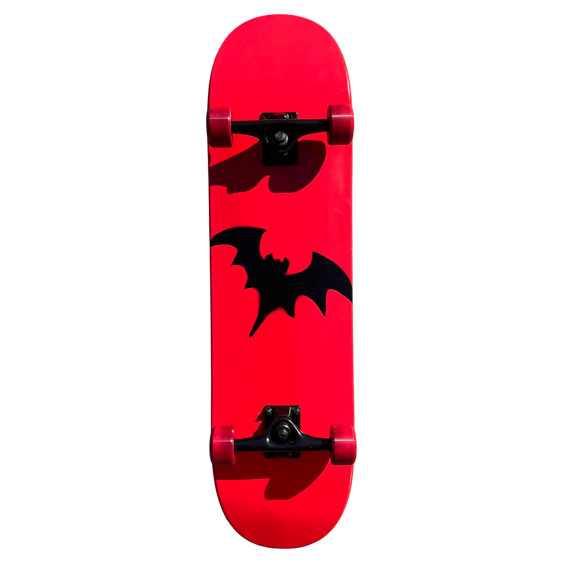 Stardust Skate Shop Bright Red / Satin Black Bat 041 Full Size Pre-Built Complete Entry Level Skateboard 8.5" x 32.3"