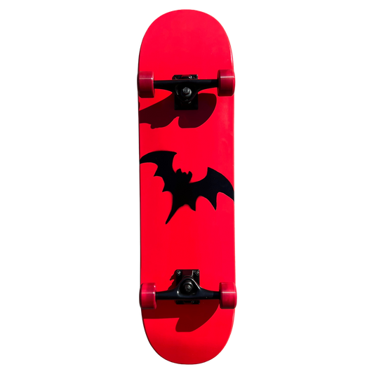 Stardust Skate Shop Bright Red / Satin Black Bat 041 Full Size Pre-Built Complete Entry Level Skateboard 8.5" x 32.3"