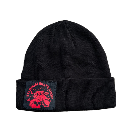 Stardust Patch Cuffed Beanie Raver 011 Black / Bright Red