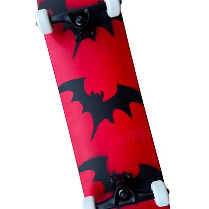 Stardust Skate Shop Tri-Bat Wanderlust Full Size Pre-Built Complete Entry Level Skateboard 8.0" x 31.75" Bright Red / Flat Black / Bright Red