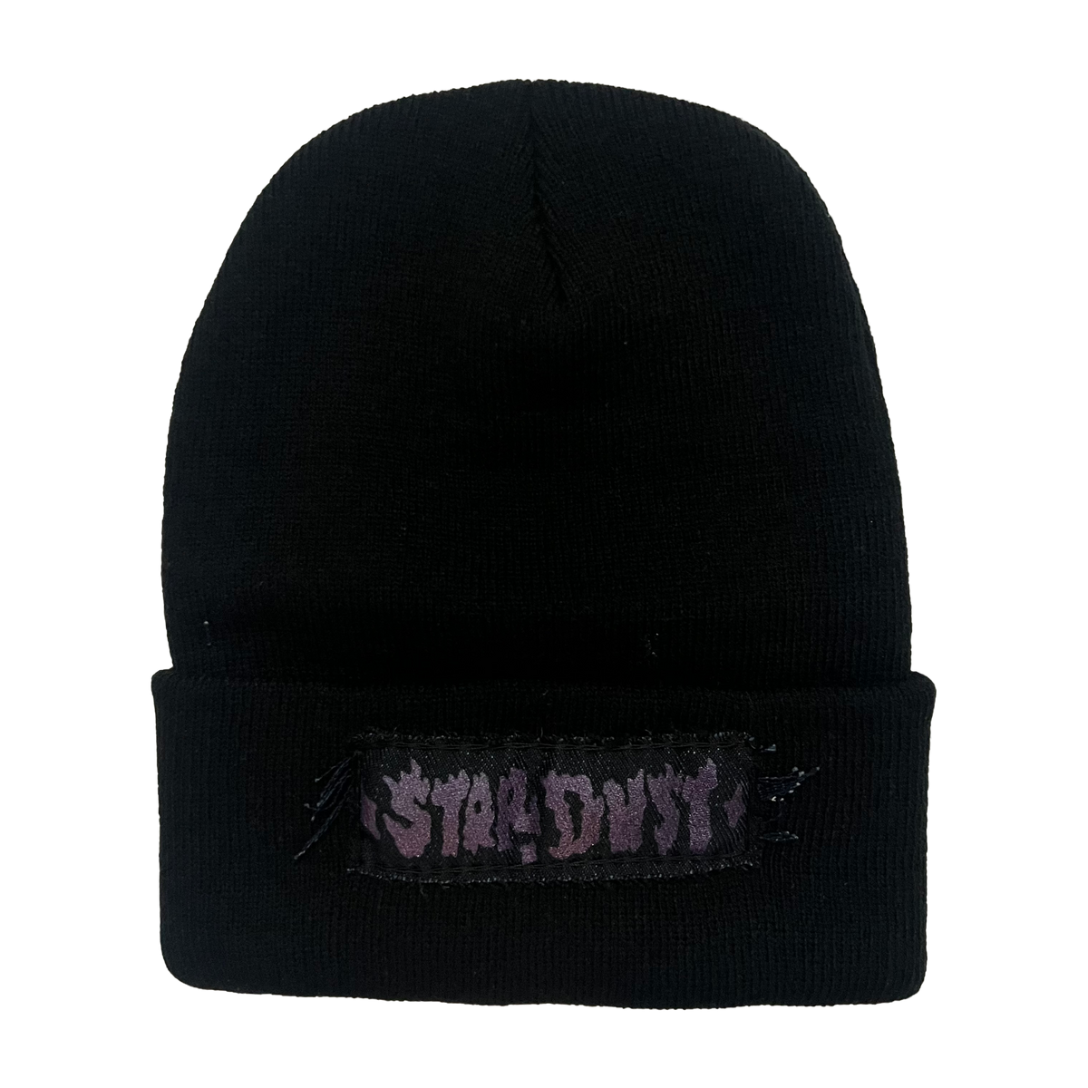 Stardust Patch Cuffed Beanie Devil Man Text 047 Black / Purple Shimmer