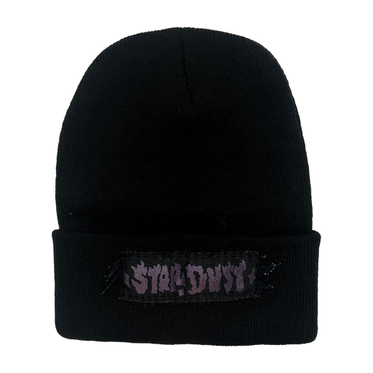 Stardust Patch Cuffed Beanie Devil Man Text 047 Black / Purple Shimmer