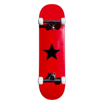 Stardust Skate Shop Bright Red / Matte Black Star Full Size Pre-Built Premium Complete Skateboard 8.38" x 31.8"