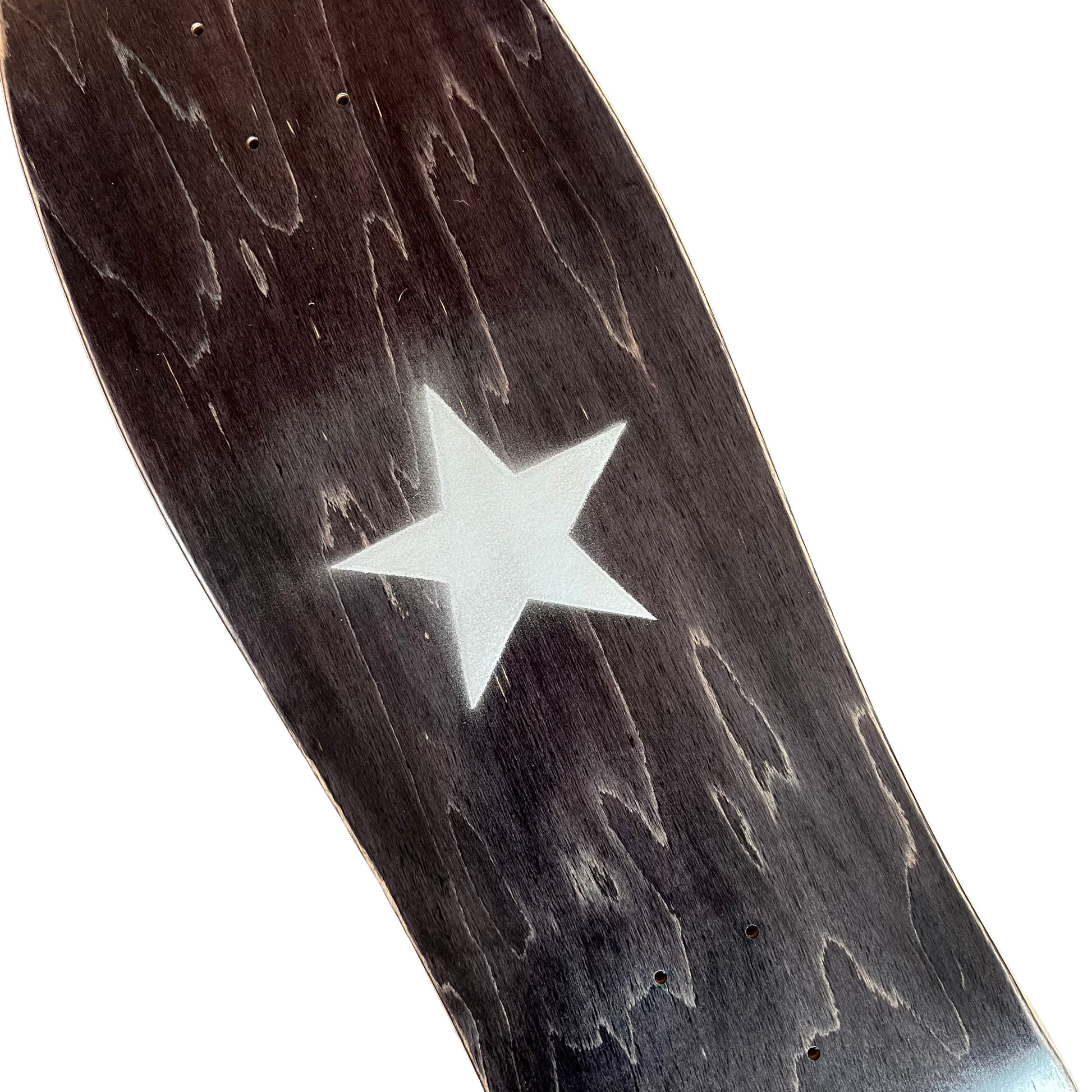 Stardust Metallic Silver Star Old School Shaped Deck 10.0" x 31.4" Charcoal Veneer